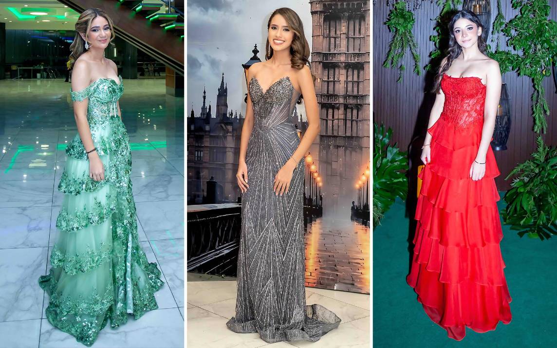 El día más esperado para las nuevas Bachilleres en Ciencias y Humanidades bilingües, de la Franciscan School llegó esa noche de celebración, en la que lucieron despampanantes maxi dress de diferentes diseñadores para festejar su Prom. La cita se realizó en el Hotel Copantl &amp; Convention Center. En la foto:Camila Morales, Isabella Fernández y Marta Faccioli.