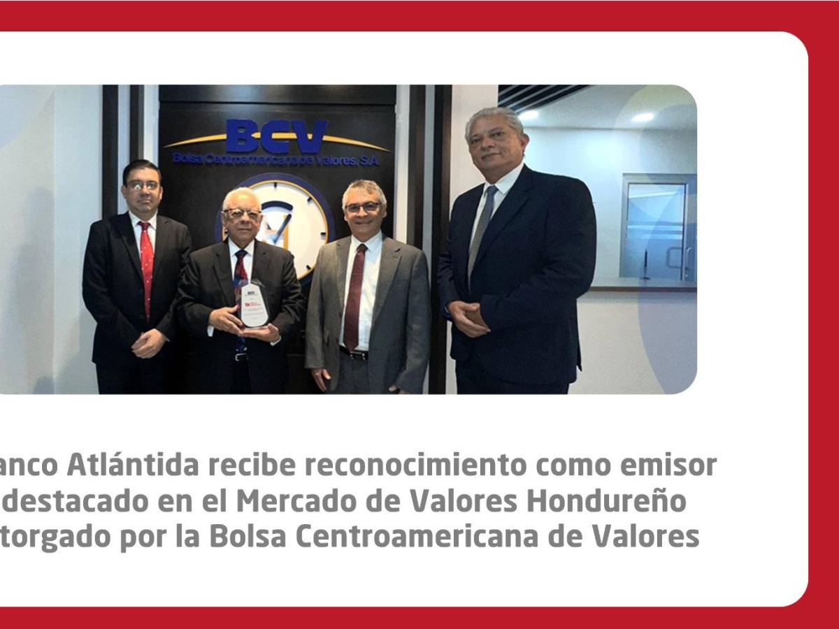 Banco Atlántida recibe reconocimiento como emisor destacado en el Mercado de Valores Hondureño