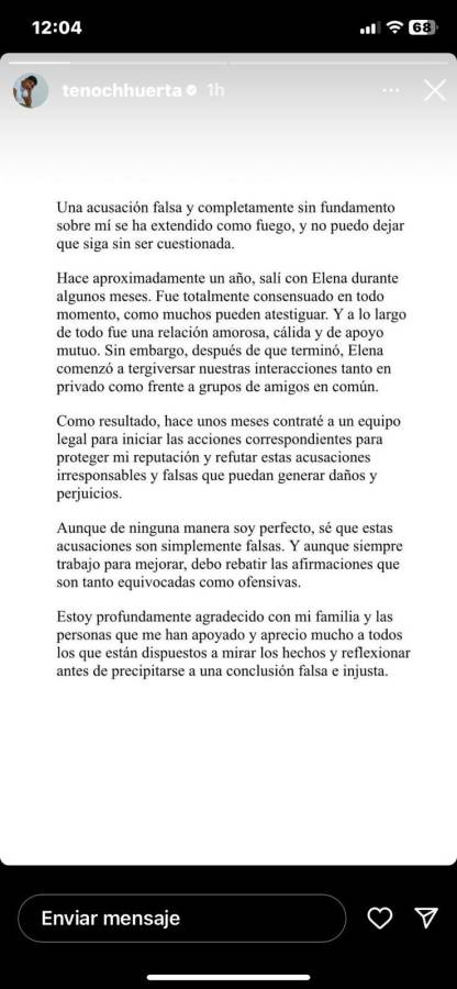 El actor salió a defenderse en su cuenta de Intagram. El actor salió a defenderse en su cuenta de Intagram.