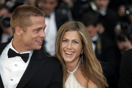 Cast Member Brad Pitt and his wife Actress Jennifer Aniston at the Premiere of Troy, at the 2004 Cannes Film Festival, at the Palais Du Festival, on Thursday, May 13th, 2004 in Cannes, France. (SPLASHNEWS PHOTO/Mario Anzuoni)<P><B>Ref: MA 130504 C </B><P><B>Splash News and Pictures</B>Los Angeles: 310-821-2666New York: 212-619-2666London: 207-107-2666photodesk@splashnews.com