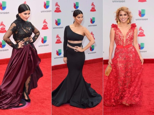 Martina La Peligrosa, Roselyn Sánchez y Adriana Lucía deslumbraron con sus perfectas combinaciones en la alfombra de los Grammy Latinos (Fotos: AFP)