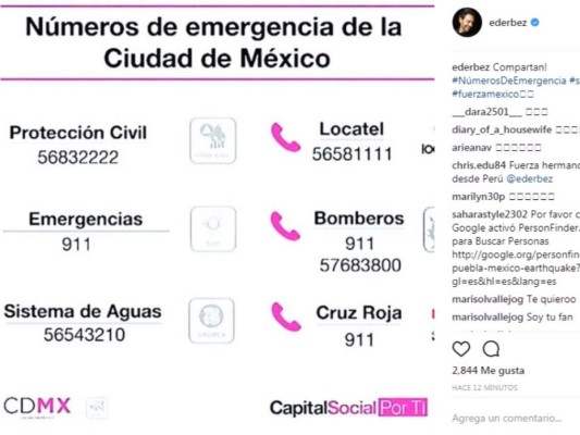 Famosos solidarios por terremoto en México