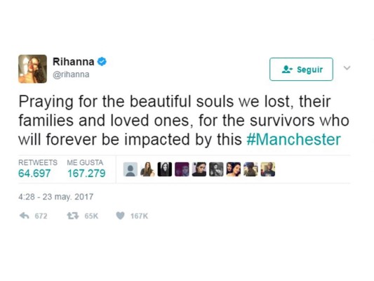 Famosos reaccionan al atentado de Manchester