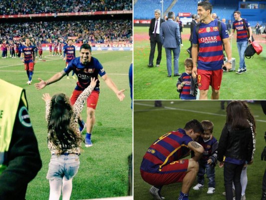 Delfina y Benjamín disfrutaron de las celebraciones acompañados por su padre Luis Suárez.