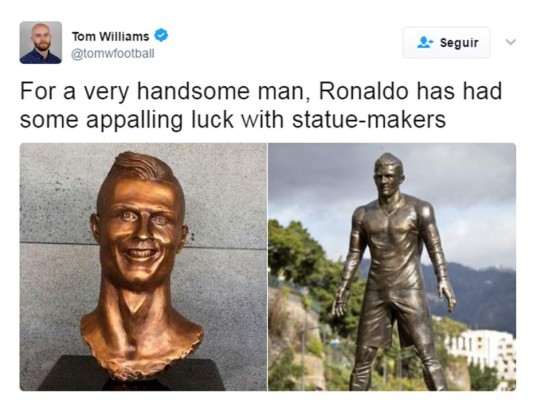 El busto de bronce de Cristiano Ronaldo no se parece nada a él