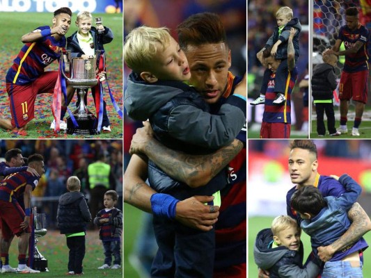 Davi Lucca acompañó a Neymar en las celebraciones por el gane número 28 del Barcelona en la Copa del Rey