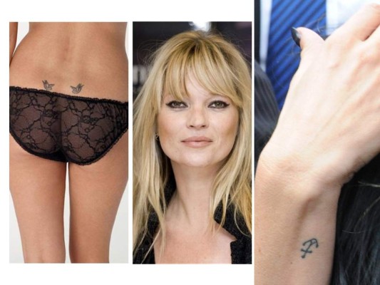 Kate MossTiene un ancla en su muñeca, dos aves azules en su espalda baja, una luna y una estrella en sus tobillos. Cuando se tratan de tatuajes, los mejores tatuajes de Kate Moss vienen en paquetes pequeños.