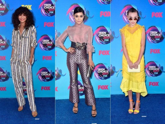 Zendaya, Vanessa Hudgens y Millie Bobby Brown, apostaron por estampados y otras tendencias del verano en la blue carpet de los Teen Choice Awards