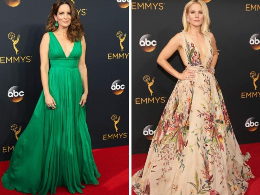 Tina Fey en Oscar de la Renta / Kristen Bell en Zuhair Murad