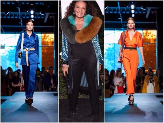 La propuesta de Diane von Fürstenberg para La Semana de la Moda de New York , han variado entre los vestidos llenos de aperturas y conjuntos de blusa-falda, blusa-pantalón. Todas llenas de colores vivos y estampados llenos del glamour de los años setenta.
