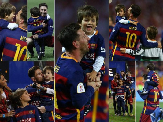 Lionel Messi celebró el gane junto a Antonella, Leo, Thiago y su sobrino Agustín.