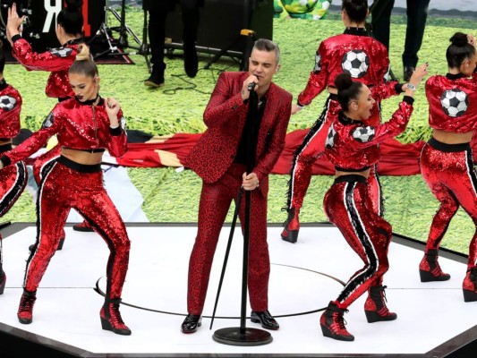 El traje que Robbie Williams utilizó en la apertura del Mundial 2018