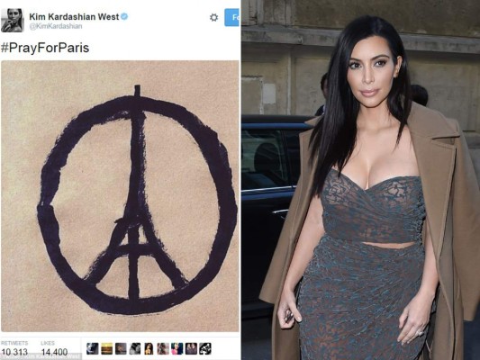 #1 Kim Kardashian compartió una imagen viral con un signo de la paz que asemejaba la torre Eiffel