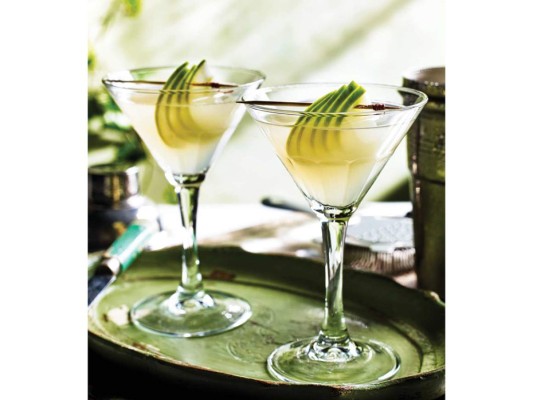 5. MANZANA. No solo es protagonista de las sangrías más refrescantes, también la puedes usar en jugo para un exquisito Appletini. Mezcla jugo de manzana con un shot de vodka, sirope de maple y jugo de limón y sirve en una copa de martini. También puedes preparar un gin botánico mezclando jugo de manzana fresco, ginebra y un toque de licor de flor de sauco.