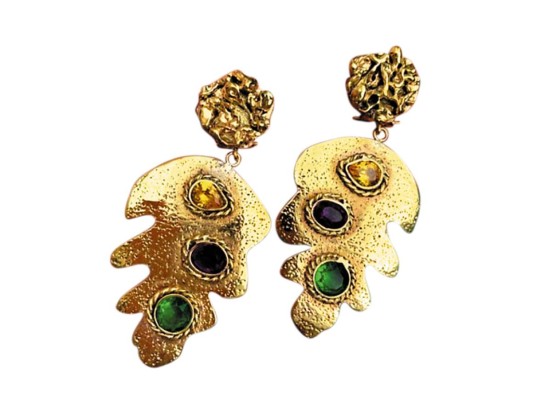Aretes de formas naturales con zircones multicolores by @ecojoyeriahn