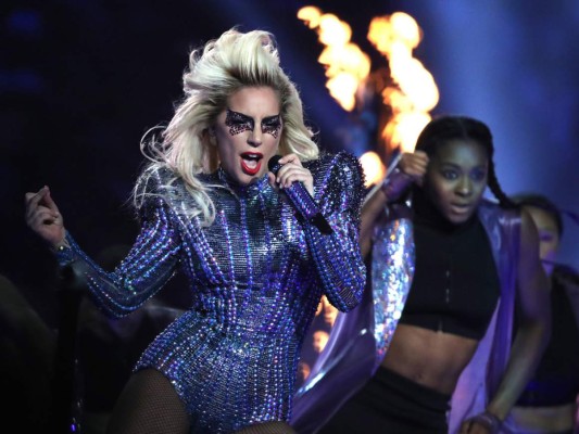 HOUSTON - FEBRUARY 5: Lady Gaga performs at halftime at NRG Stadium in the Super Bowl. The Atlanta Falcons play the New England Patriots in Super Bowl LI at NRG Stadium in Houston on Feb. 5, 2017. (Photo by Jim Davis/The Boston Globe via Getty Images)