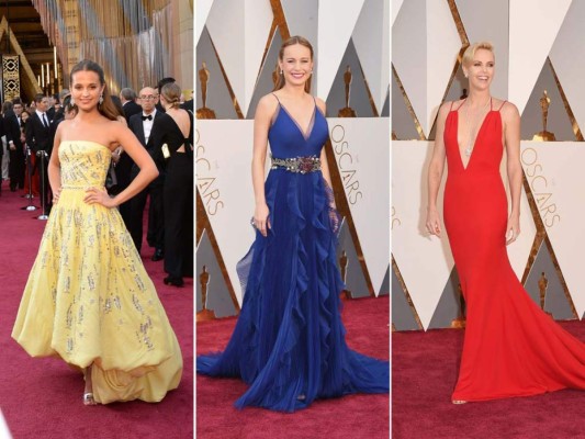 Alicia Vikander en Louis Vuitton, Brie Larson en Gucci y Charlize Theron en Dior Alta Costura