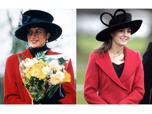 Diana en Sandringham en Navidad, 1993; Kate asiste al Sovereign's Parade en la Royal Military Academy en Berkshire, 2006.