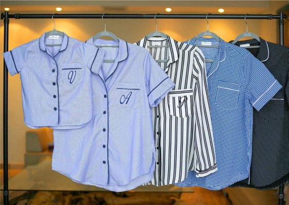 Pijamas 100 por ciento algodón en diseños atemporales, versión short y pantalón, personalizadas con monograma bordado by @larubeyahn