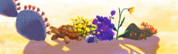 #Doodle: Una tortuga en una zona desértica