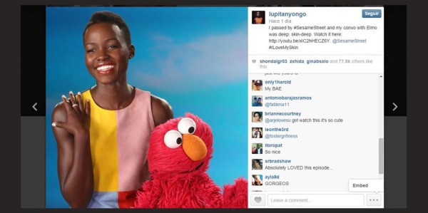 Lupita Nyong’o visita a Elmo