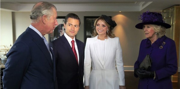 Para esta visita, la primera dama de México Angélica Rivera eligió un elegante outfit con un atuendo color blanco y accesorios en negro, además de un sencillo tocado y maquillaje discreto, similar al look de la duquesa de Cambridge, Kate Middleton.