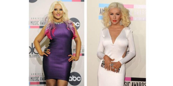 1. Christina Aguilera. La intérprete confesó haber bajado 22 kilos gracias a una estricta dieta y ejercicios.