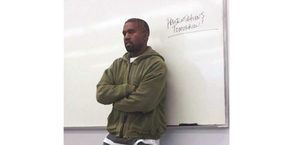 Kanye West, impartiendo una charla motivacional en la Universidad Comunitaria Vocacional Técnica de Los Angeles
