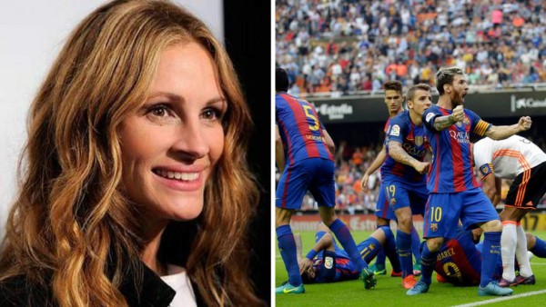 Julia Roberts conoció a Cristiano y Messi después del Clásico