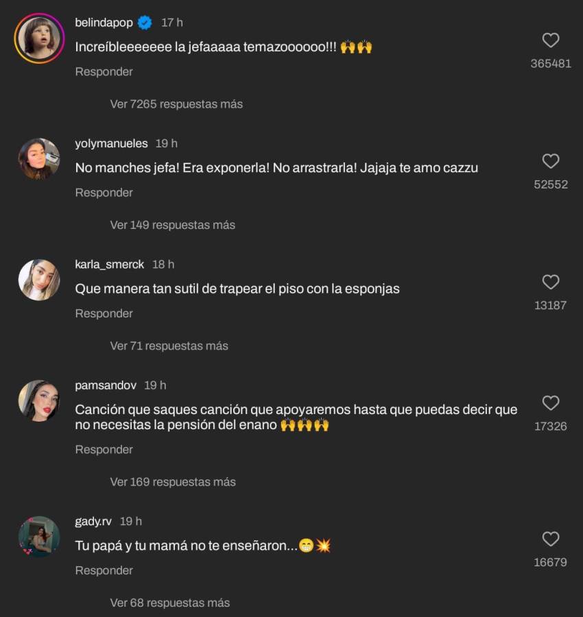 Respuesta de Belinda al video promocional de Cazzu en Instagram. Respuesta de Belinda al video promocional de Cazzu en Instagram.