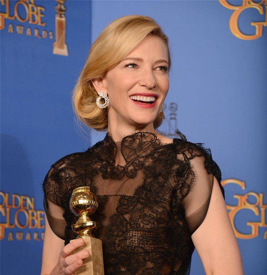 En 2014 Blanchett ganó su tercer Golden Globe como Mejor Actriz en la película <i>Blue Jasmine</i> En 2014 Blanchett ganó su tercer Golden Globe como Mejor Actriz en la película <i>Blue Jasmine</i>