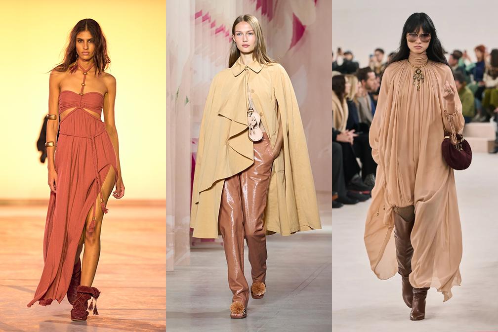Esta temporada, hemos visto una evolución del boho chic hacia una versión más moderna, donde las siluetas bohemias tradicionales se mezclan con materiales sostenibles y técnicas artesanales. Las prendas oversized, los tejidos naturales y los bordados a mano son los protagonistas de la tendencia, creando looks relajados pero llenos de detalles que aportan un aire de exclusividad.