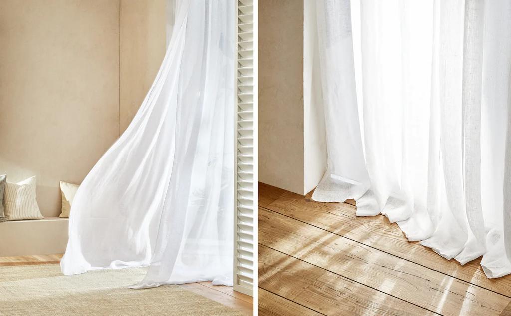 <b>Sala</b>Para la sala principal escoge estas bellas cortinas de lino, trama abierta de color liso, confeccionada con pasa barras.
