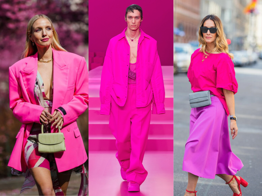 El color rosa, con sus diferentes variaciones, es una de las propuestas que podemos elegir para este año y darle color a nuestros atuendos para cualquier ocasión. El color rosa a lo largo de los años se ha interpretado como un color de feminidad, pero no es así; es un color que transmite amabilidad, seguridad y amor por uno mismo. Influencers como Leonie Hanne o casas de moda como Valentino nos han mostrado un poco de cómo llevar este color este año. 