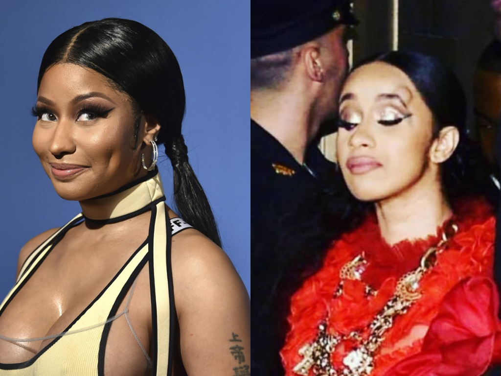 Cardi B y Nicky Minaj.Cardi B y Nicki tenían una buena relación, o eso aparentaban. Lo cierto es que medio internet, en aquél entonces, alegaba que la intérprete de ‘’WAP’’ había destronado a Minaj como la reina del rap. Aunque a Minaj parecía no afectarle la situación, a través de su Twitter le dio like a un comentario que ponía en duda la excelente maternidad de Cardi. A raíz de esto, solo se necesito de un encuentro y un pisotón para que la tranquilidad concluyera entre estas chicas. Durante una fiesta de la revista Harper ‘s Bazaar en Nueva York, para la Semana de la Moda, estas chicas perdieron el control y llegaron a los golpes. ¡Los zapatos volaron! Las cantantes terminaron con vestidos rotos y hasta con ojos morados. Ambas fueron separadas por los guardias de seguridad. 