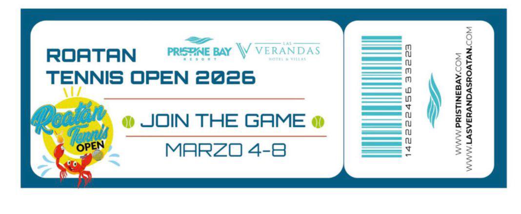 Roatán Tennis Open 2026 anuncia fechas oficiales y confirma a Las Verandas Hotel &amp; Villas y Pristine Bay Resort como patrocinadores sede