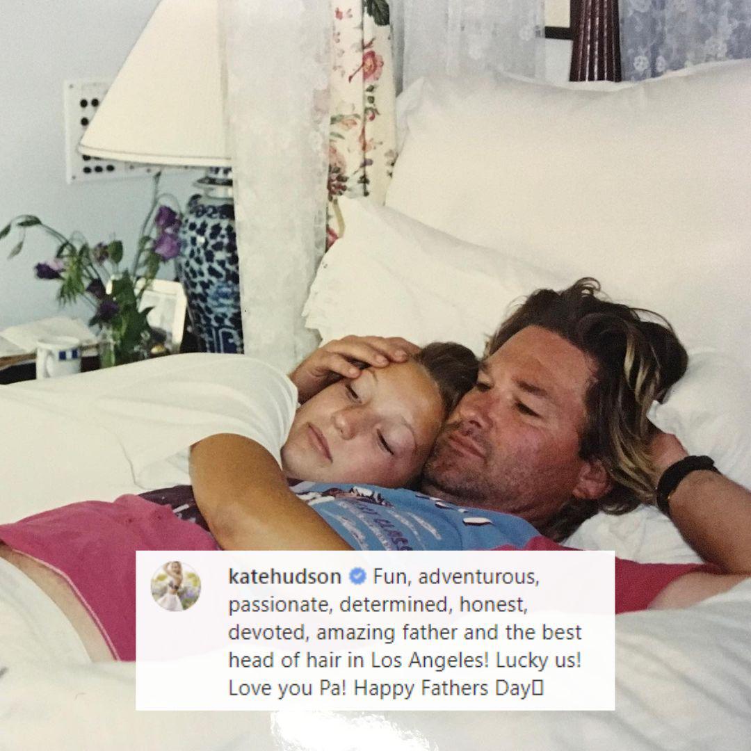 “¡Divertido, aventurero, apasionado, decidido, honesto, devoto, padre increíble y la mejor cabellera de Los Ángeles! ¡Afortunados nosotros! ¡Te amo papá! Feliz dia del padre”, dijo Kate Hudson sobre su padre, Kurt Russell. 
