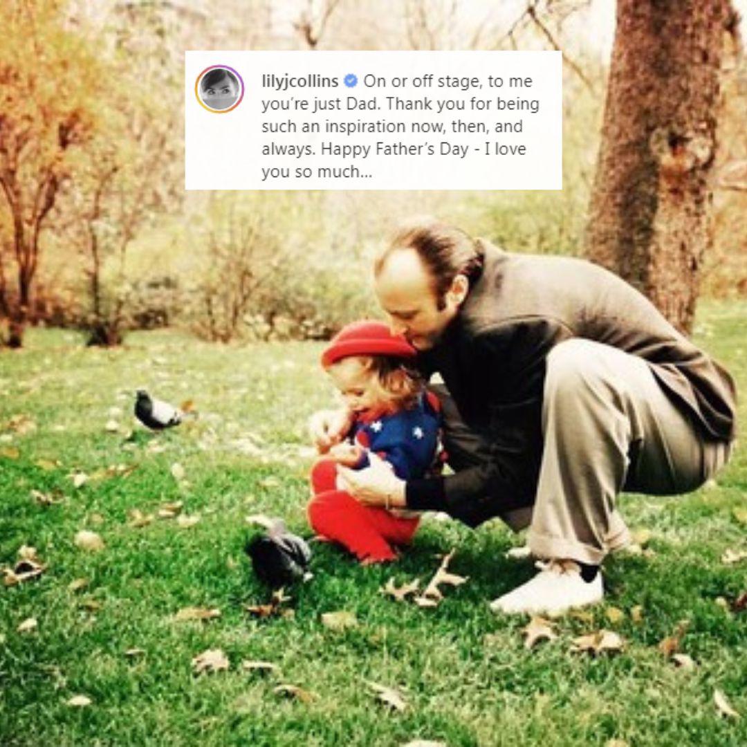Lily Collins escribió un lindo mensaje a su padre, Phil Collins: “Dentro o fuera del escenario, para mí solo eres papá. Gracias por ser una inspiración ahora, entonces y siempre. Feliz día del padre - Te amo mucho”.
