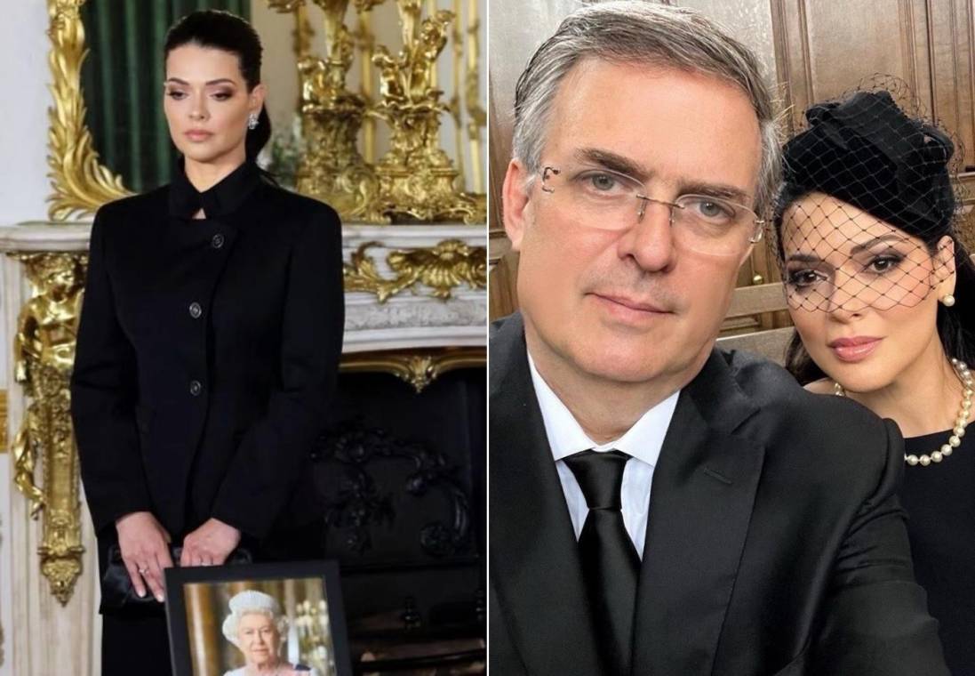 La hondureña Rosalinda Bueso y su esposo Marcelo Ebrard asisten al Funeral de Estado de la Reina Isabel II