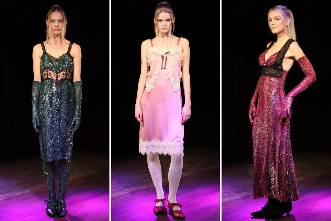 Bajo su inspiración, Anna Sui planteó una colección llena de vestidos lenceros en todas sus versiones, que combinó con botas de cowgirl
