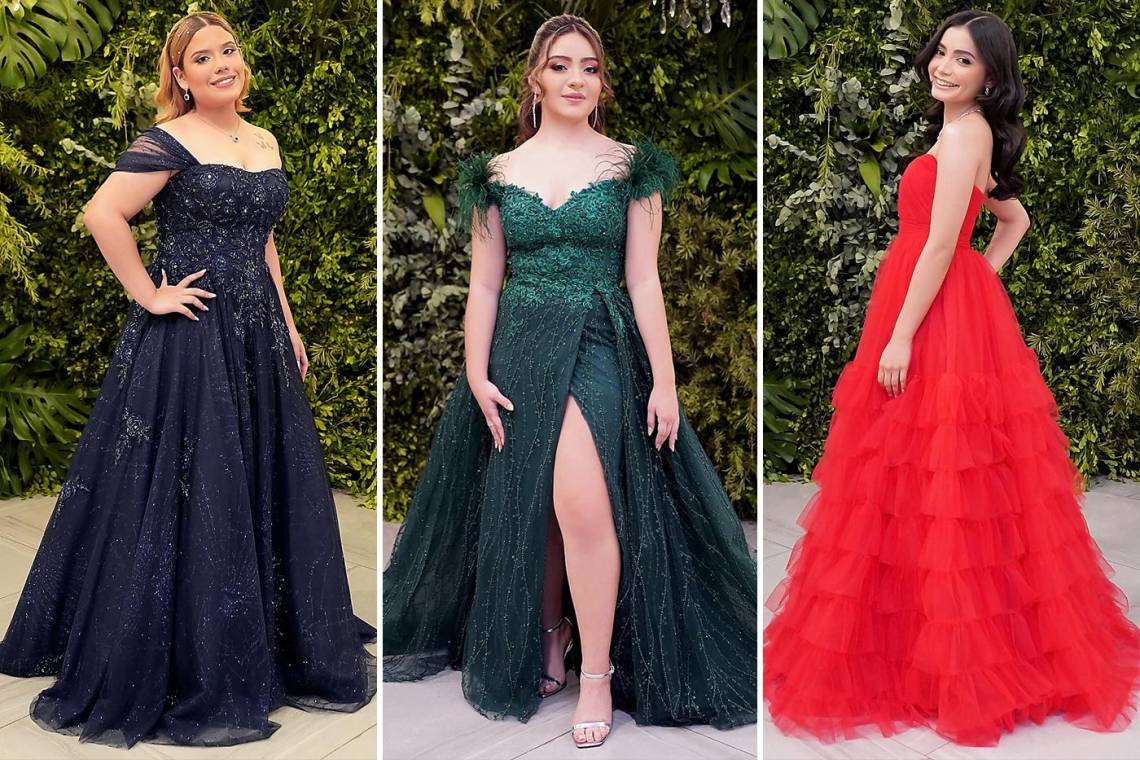 La senior 2022 de la Escuela Bilingüe Valle de Sula eligieron modernos vestidos de diferentes diseñadores, estilos y texturas para brillar en su prom night.