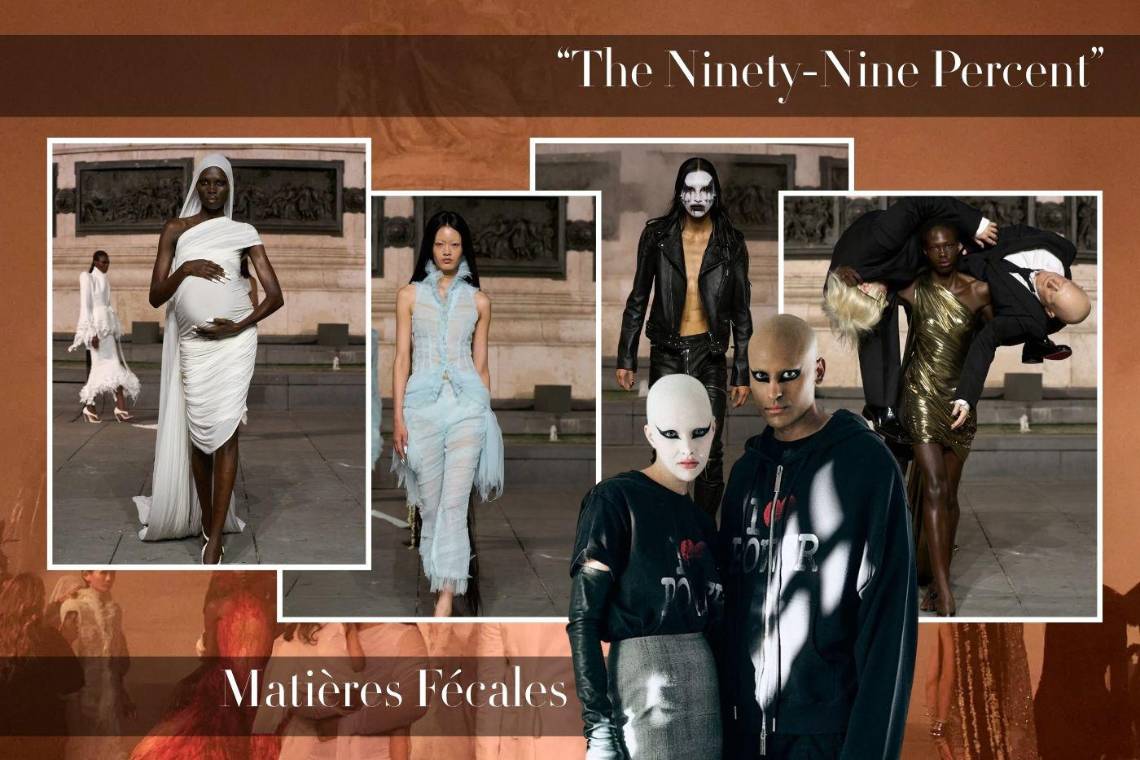 Una mirada a la provocación y reinvención del cuerpo por Matières Fécales en su colección The Ninety-Nine Percent.