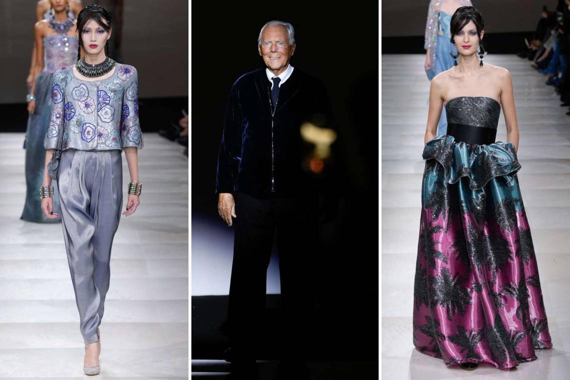 Una colección inspirada en las diferentes culturas, de Occidente a Oriente, representando el sueño de una mujer que se deja influenciar por cada lugar que visita, presentó la casa de moda Armani Privé. Piezas llenas de sutileza, de tonos suaves fusionados con el brillo del bordado creando piezas únicas.