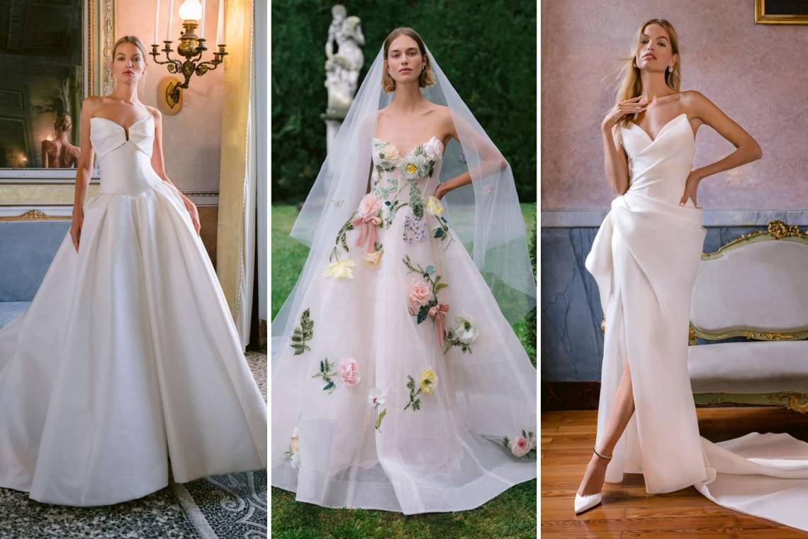Para su colección otoño 2025, Monique Lhuillier Bridal se ha inspirado en la opulenta época victoriana. Como resultado, sus vestidos presentan una variedad de detalles: desde escotes altos y diseños palabra de honor, hasta mangas abullonadas, características clave que definen a la novia Lhuillier.