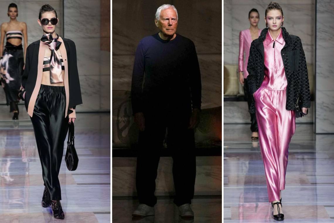 La colección de mujer de Giorgio Armani. conquistara con prendas sedosas como: pijamas, chales envolventes, pantalones suaves, suéteres, chaquetas alargadas.