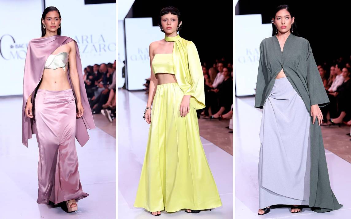 La diseñadora guatemalteca Karla Garzaro, invitada internacional a la X edición de BAC Estilo Moda, cerró las pasarelas con broche de oro con Soft Chaos, una colección que mantiene su esencia elegante y atemporal