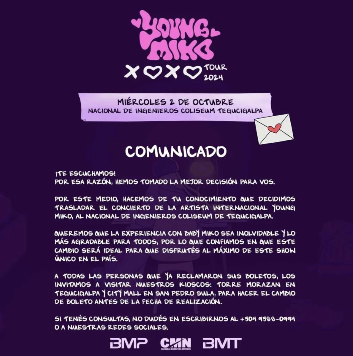 Originalmente, el concierto estaba programado para realizarse en el Bazar del Sábado, pero debido a la creciente demanda de boletos, la sede fue cambiada al Nacional de Ingenieros Coliseum. 