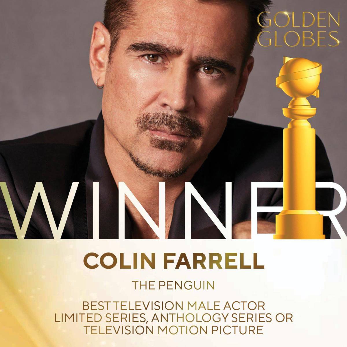 El premio a Mejor Actor Masculino – Serie Limitada, Serie Antológica o Película para Televisión fue otorgado a Colin Farrell por su interpretación en <i>The Penguin</i>. Este galardón resalta su destacada actuación en la serie.