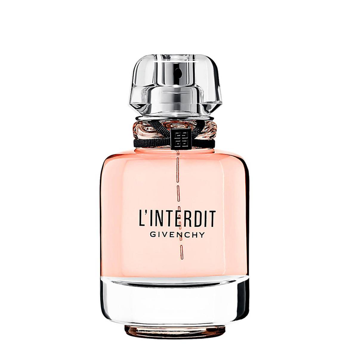 <b>L’INTERDIT EAU DE PARFUM by Givenchy.</b> Te presentamos un tributo a la feminidad atrevida. Un perfume cuyo lema es sencillo y radical: “no te prohíbas nada. Adiós a las reglas”. Un toque de flores blancas junto con notas intensas que desatan una atrevida luminosidad que coquetea con la oscuridad. Inolvidable, intenso, elegante y único. El frasco está sellado con una cinta negra adornada con el sello de la casa.