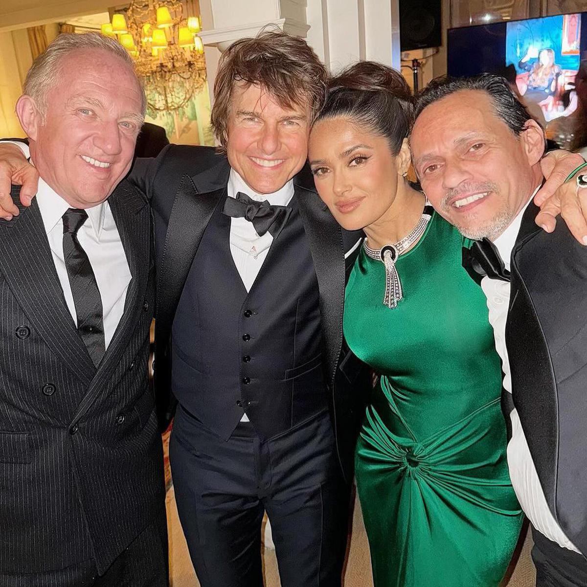 Una de las invitadas fue Salma Hayek, quien acudió acompañada de su esposo, el magnate François Henri Pinault. La actriz se dejó ver conviviendo de lo más feliz al lado de Tom Cruise y Marc Anthony.